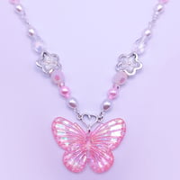 Image 1 of Pink Butterfly Fairy Necklace