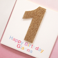 Image 4 of Handmade 1st Birthday Card. Personalised Birthday Card. Daughter 1 Year Old Card