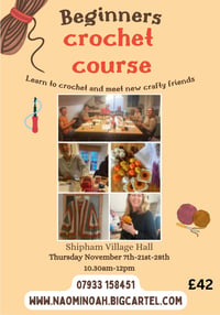 Image 1 of Shipham learn to crochet course November 7th-21st-28th 10.30am-12pm