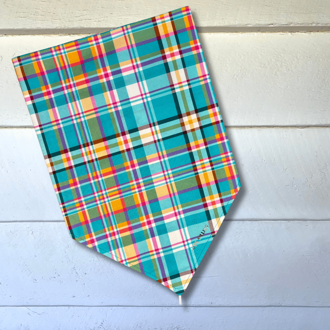 Image of Blue, Pink + Orange Plaid Scarf