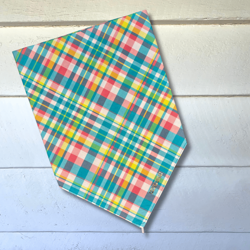 Image of Turq, Yellow + Pink Plaid Scarf