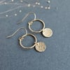 Gold Filled open circle disc drop earrings