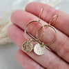 Gold Filled open circle disc drop earrings