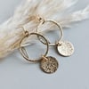 Gold Filled open circle disc drop earrings