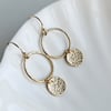 Gold Filled open circle disc drop earrings