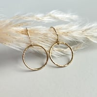 Image 2 of 14k Gold filled hammered open circle earrings