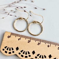 Image 4 of Gold filled hammered open circle earrings