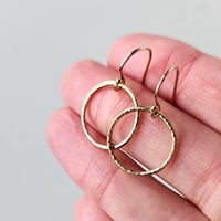 Image 3 of 14k Gold filled hammered open circle earrings