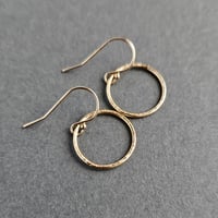Image 5 of 14k Gold filled hammered open circle earrings