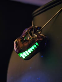 Image 3 of Royal Jelly over Electrum T-rex skull pendant with illuminati teeth.