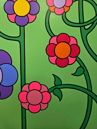 Image 3 of Happy Flowers (Green) Painting