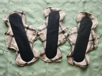 Image 1 of Linen Heavy Flow Pad Set of 3 - Beige Plaid 