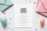 Image 1 of Little Blue Christening Shoes - Set of 10 Invitations 