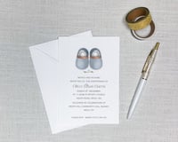 Image 2 of Little Blue Christening Shoes - Set of 10 Invitations 