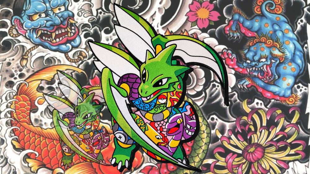 Image of XXXL MEGA YAKUZAMON SCYTHER THREADED PATCH