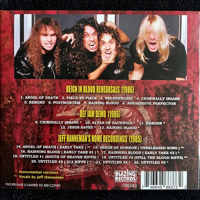 SLAYER - First Blood Still Reigns – Rehearsals, Demos & Rarities – 1985 to 1986 DIGIPAK CD