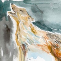 Image 1 of Young Coyote Howl - Original Watercolor & Graphite Painting