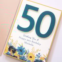 Image 1 of Handmade Age Birthday Card for Her. Number Happy Birthday Card.