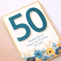 Image 4 of Handmade Age Birthday Card for Her. Number Happy Birthday Card.