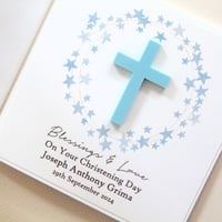 Image 4 of Handmade Christening Card. Personalised Boy Christening Card. Christening Day Cards.