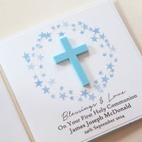 Image 2 of Handmade First Holy Communion Card. Handmade Boy 1st Communion Card.