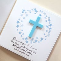 Image 1 of Handmade Confirmation Card. Personalised Boy Confirmation Card.