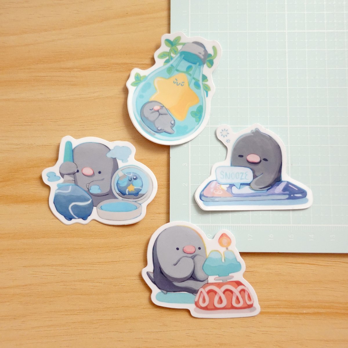 Image of Bulb, Candle, Blush, Snooze | Glossy Stickers