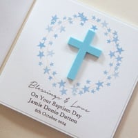 Image 5 of Handmade Baptism Card. Personalised Boy Baptism Card. Baptism Day Cards.