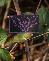 Image 1 of PURPLE BAT SKULL - ANCIENT TOMBSTONE ENGRAVING