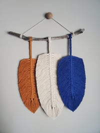 Mustard, Cream and Blue Feather Hanging 