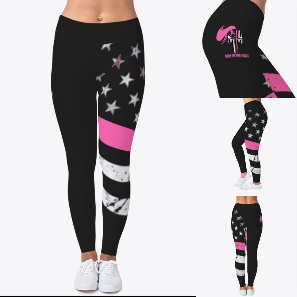 Image of PINK LINE LADY WARRIOR LEGGINGS (BREAST CANCER AWARENESS)