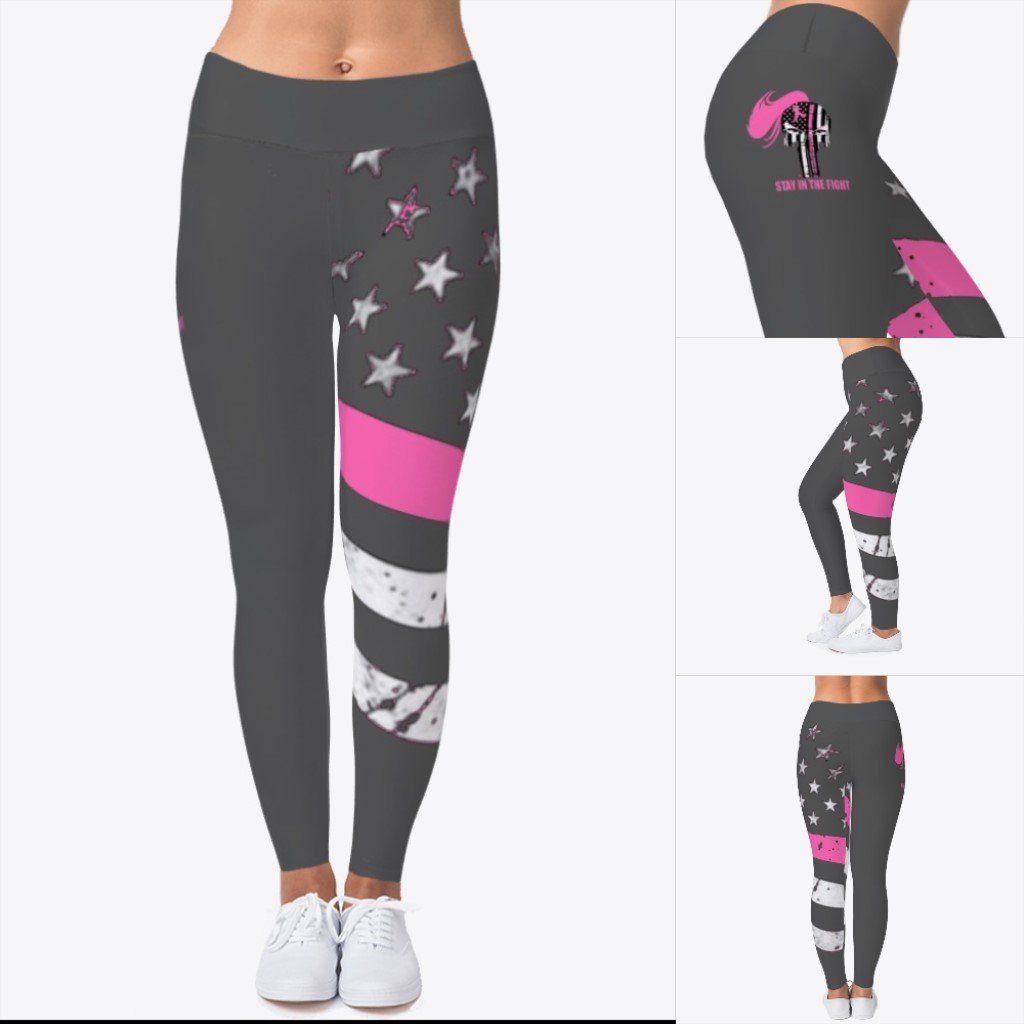 Image of PINK LINE LADY WARRIOR LEGGINGS (BREAST CANCER AWARENESS)