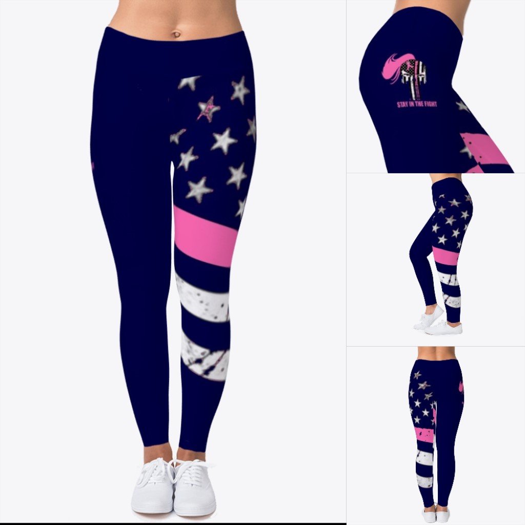 Image of PINK LINE LADY WARRIOR LEGGINGS (BREAST CANCER AWARENESS)