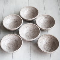 Image 8 of Set of Three Rustic Prep Bowls in Heavily Speckled Brown Stoneware, Handmade Pottery Bowls USA