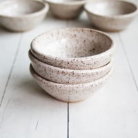 Image 1 of Set of Three Rustic Prep Bowls in Heavily Speckled Brown Stoneware, Handmade Pottery Bowls USA