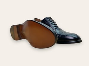 Image of Oxford brogue black bookbinder calf by Brugnoli