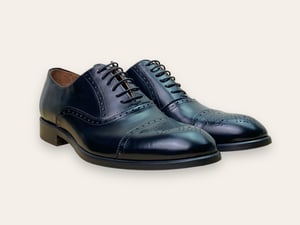 Image of Oxford brogue black bookbinder calf by Brugnoli