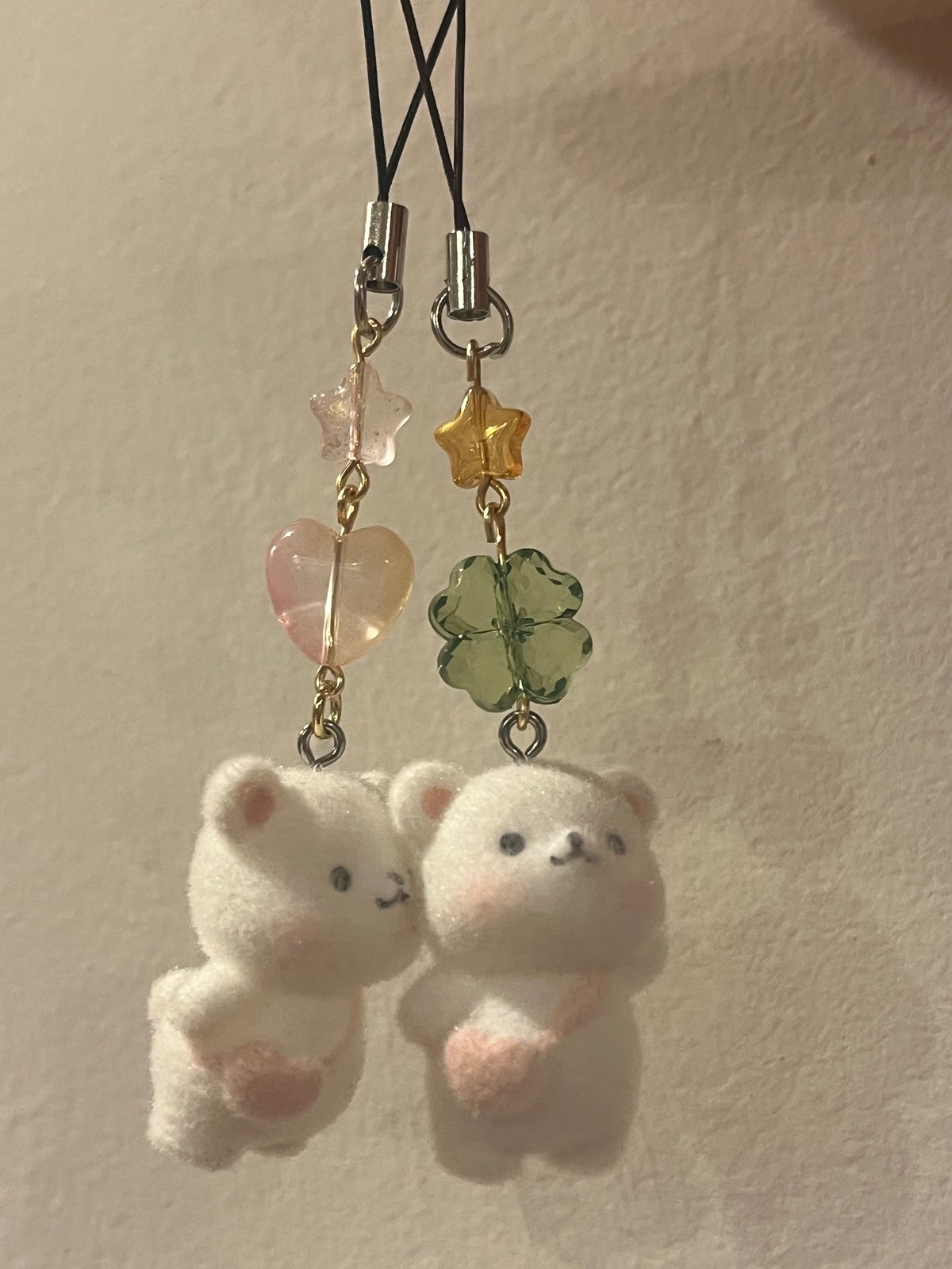 Image of Flocked bear phone charm