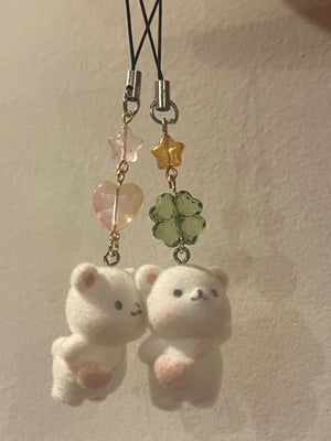 Image of Flocked bear phone charm