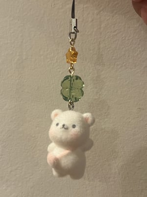 Image of Flocked bear phone charm