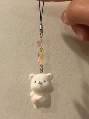 Image of Flocked bear phone charm