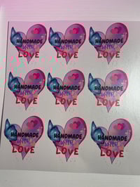 Image 2 of 3” CUTE HEART HANDMADE WITH LOVE STICKERS 