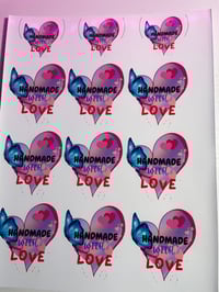 Image 1 of 3” CUTE HEART HANDMADE WITH LOVE STICKERS 