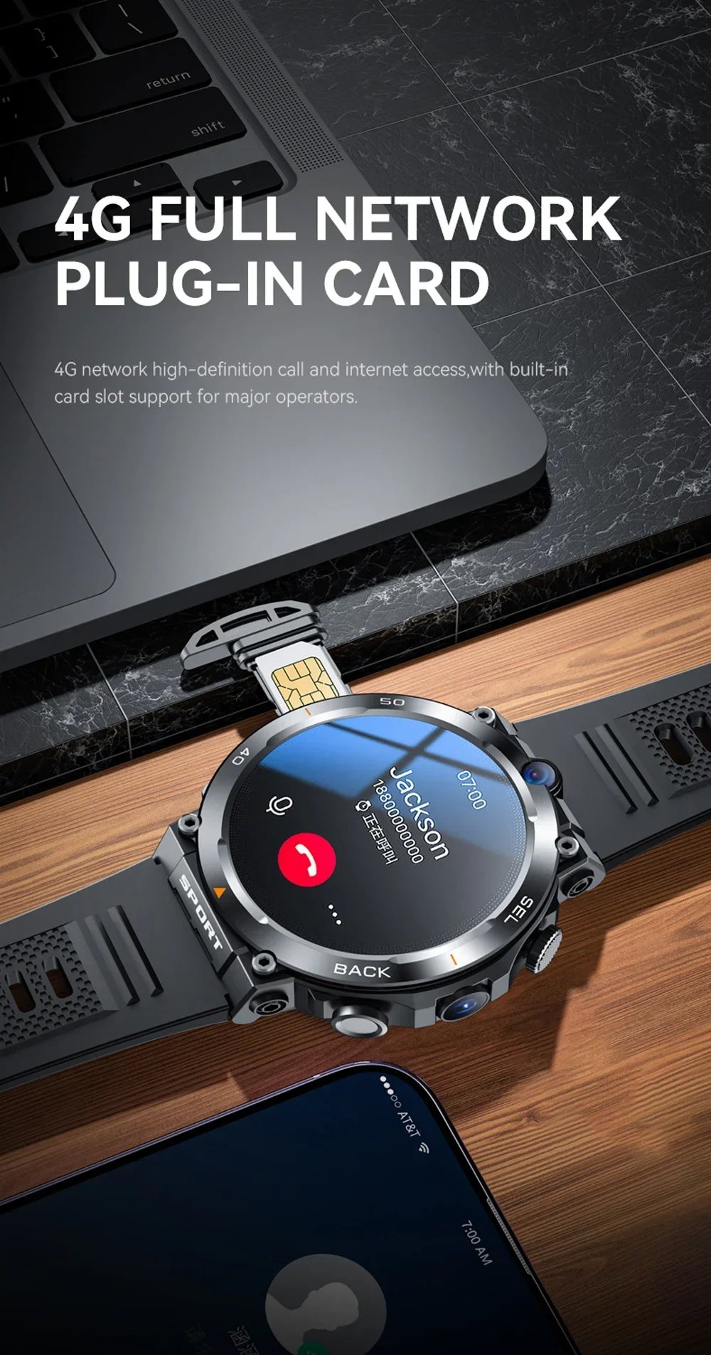 MSL 1.39-inch 4G Network Smart Watch - Dual Camera, GPS, NFC, Android, and Waterproof