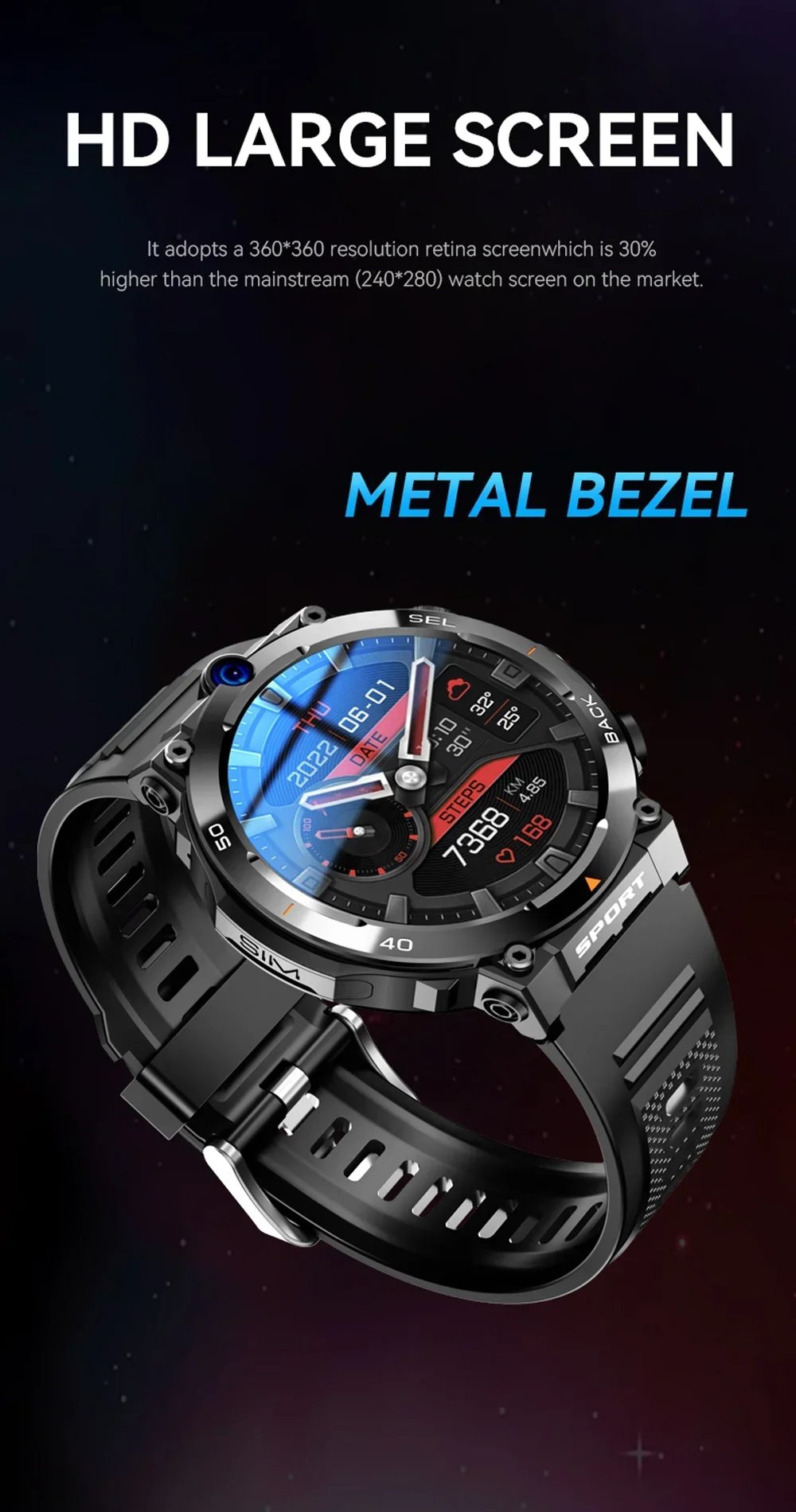 MSL 1.39-inch 4G Network Smart Watch - Dual Camera, GPS, NFC, Android, and Waterproof