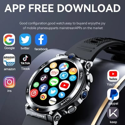 MSL 1.39-inch 4G Network Smart Watch - Dual Camera, GPS, NFC, Android, and Waterproof