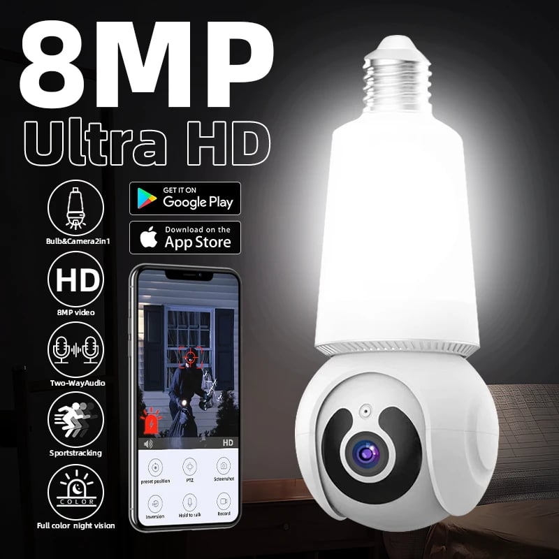 MSL 8MP E27 Bulb Camera with WiFi Surveillance, LED Bulb, AI Tracking