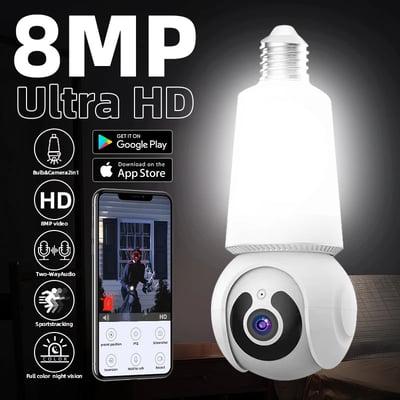 MSL 8MP E27 Bulb Camera with WiFi Surveillance, LED Bulb, AI Tracking