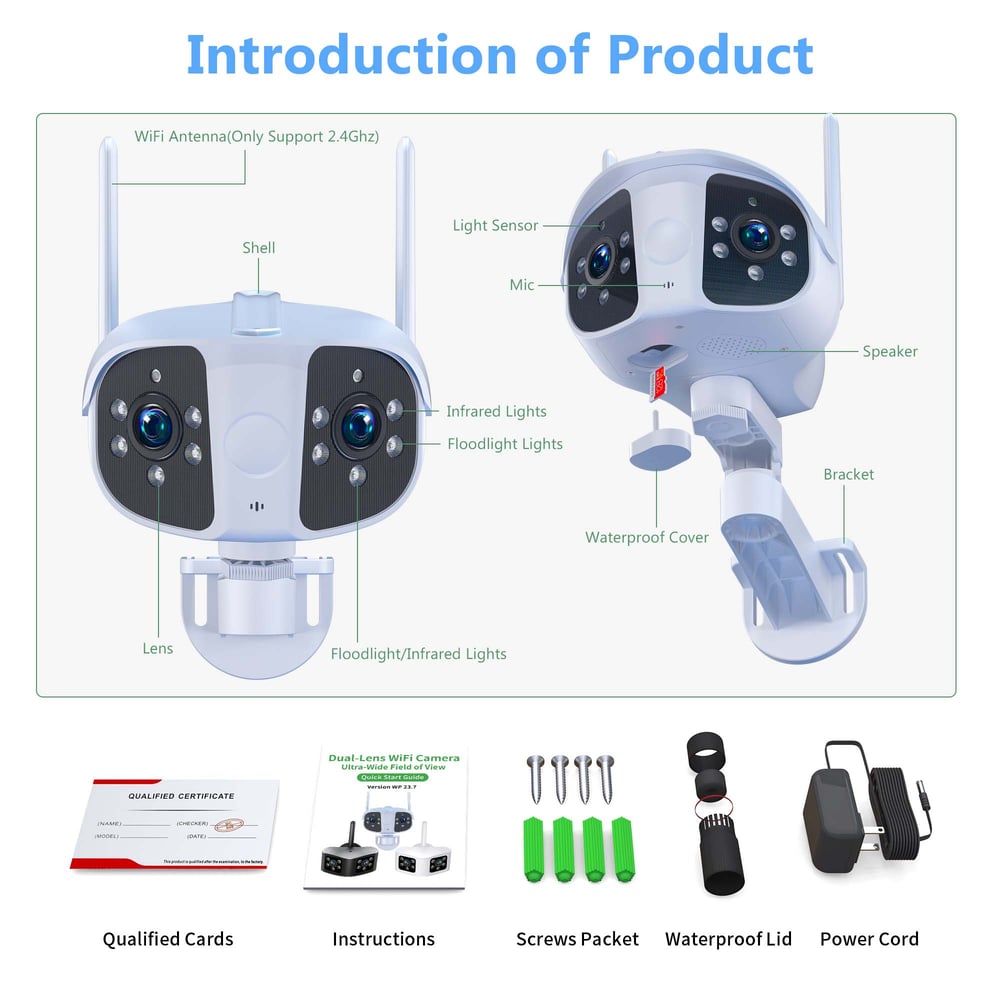 4K 8MP IP Camera Dual Lens WiFi Security Smart Home Waterproof