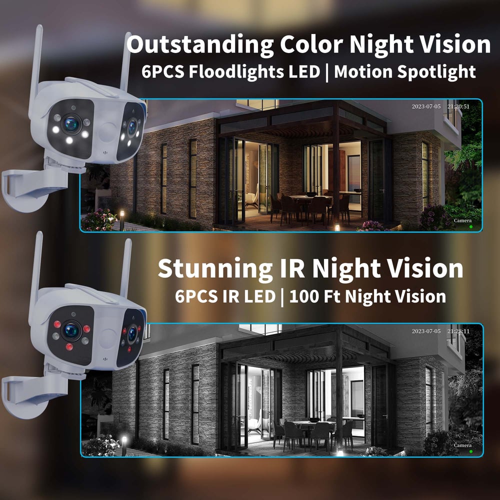 4K 8MP IP Camera Dual Lens WiFi Security Smart Home Waterproof